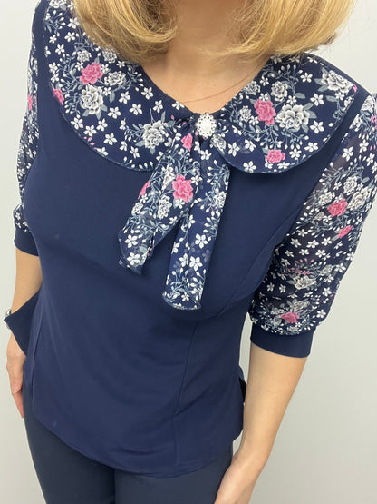 ERICA top with bow detail at neckline