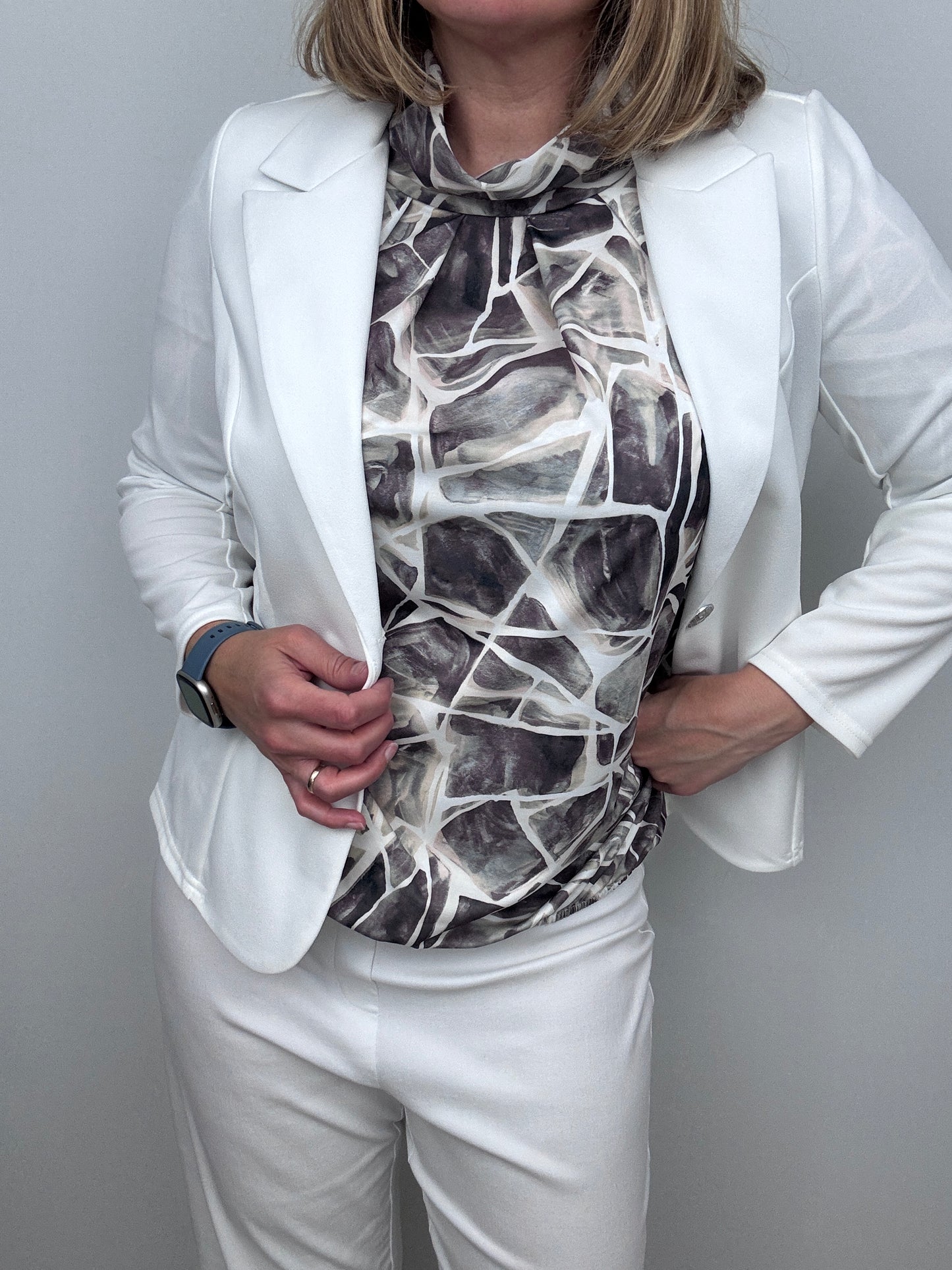 GERALDINE high neck top with gently elasticated hem