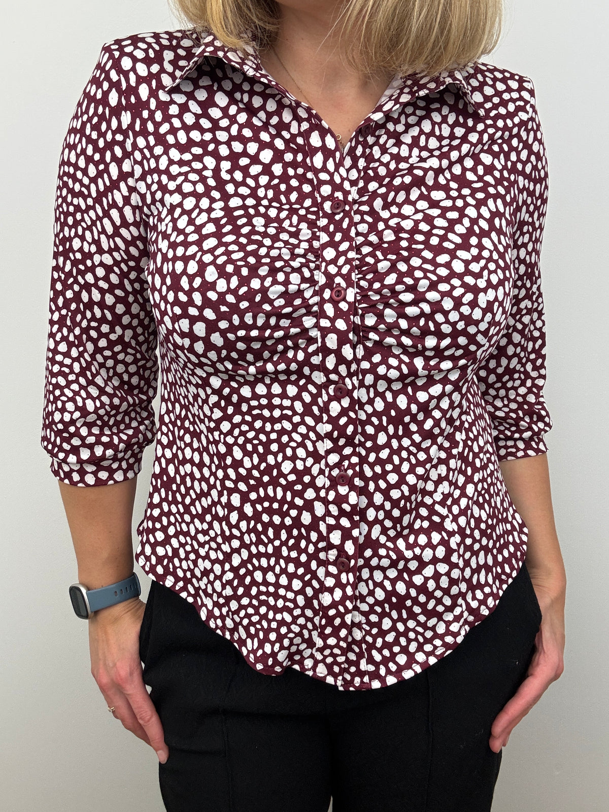KYLIE burgundy button down blouse