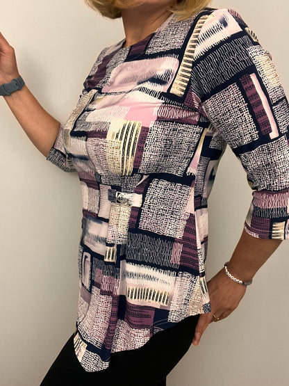 EMILY round neck top with dipped hem