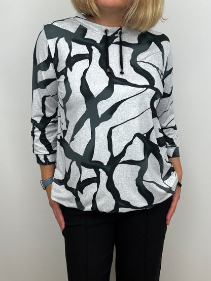 DEBRA soft brushed abstract print high-neck top