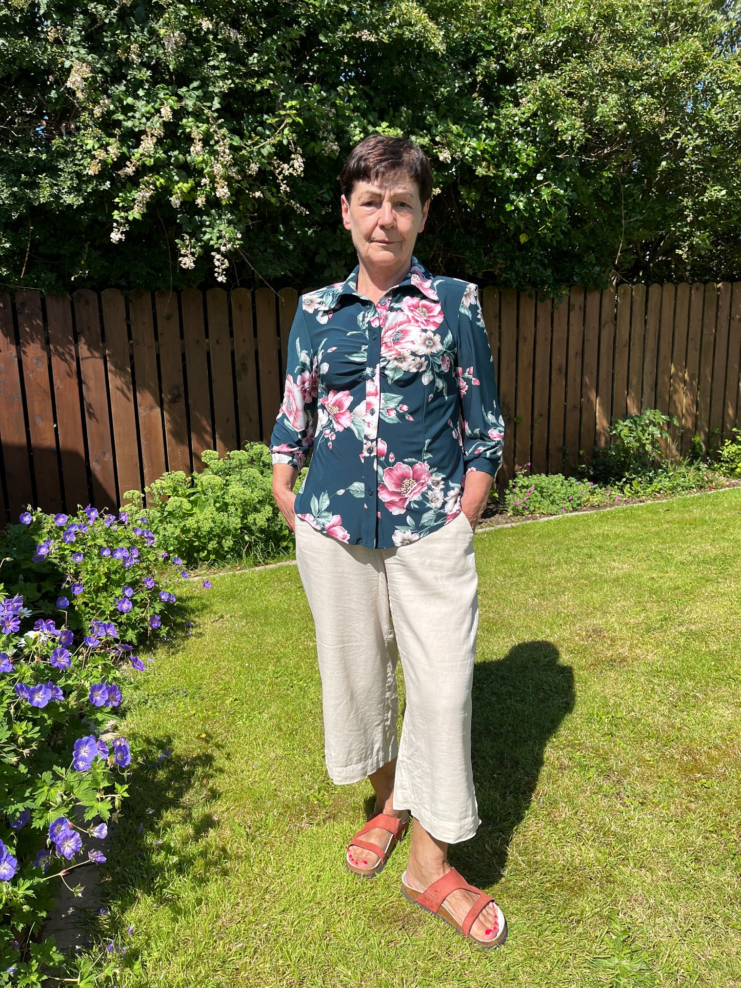 RITA green button down blouse