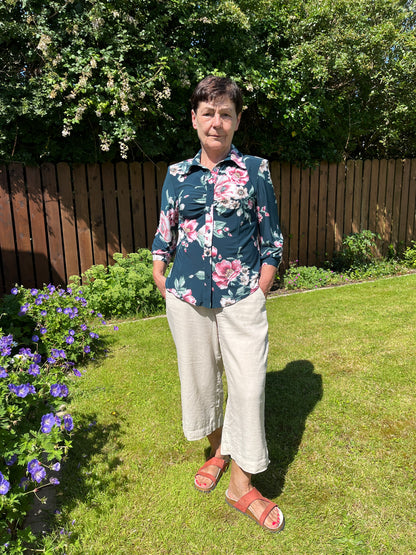 RITA green button down blouse