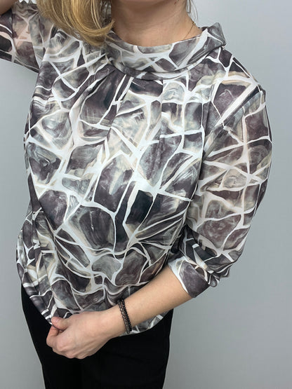 GERALDINE high neck top with gently elasticated hem
