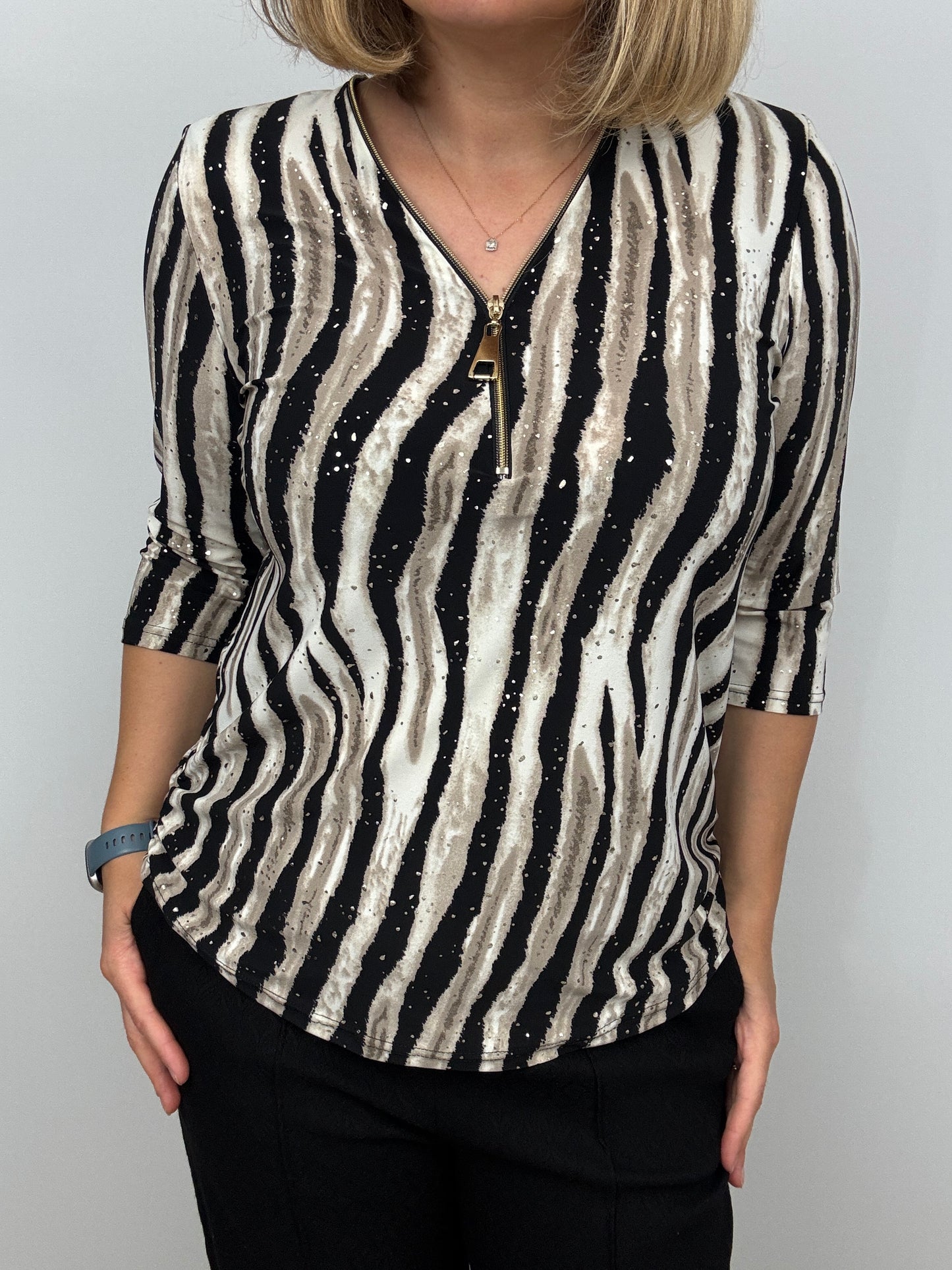 SYDNEY 3/4 sleeve zip top
