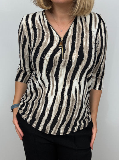 SYDNEY 3/4 sleeve zip top