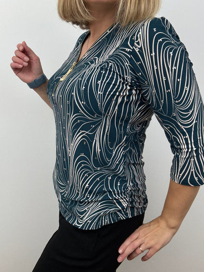 ELLA GRACE teal 3/4 sleeve zip top