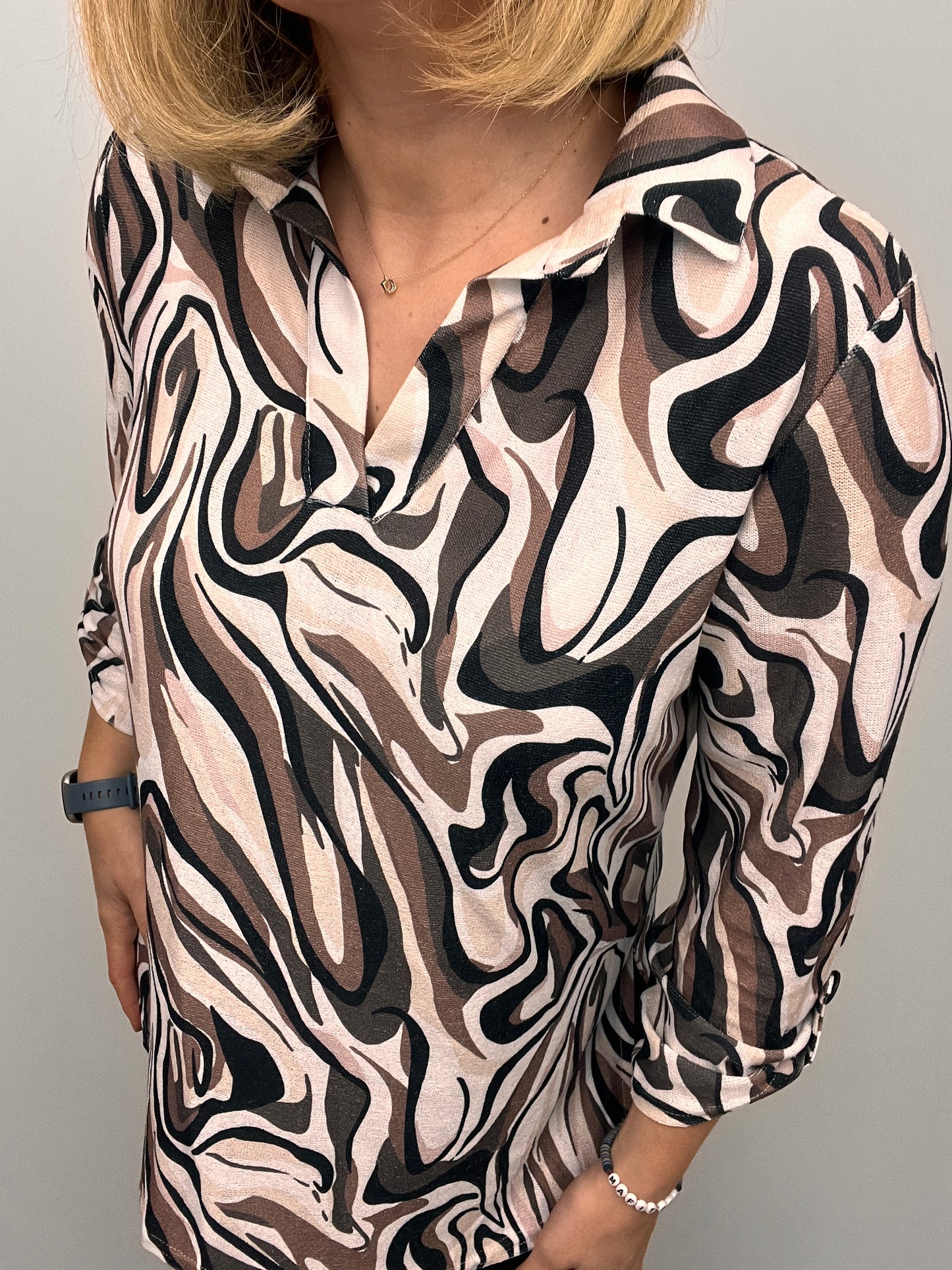 HILARY fine knit shirt style top with collar