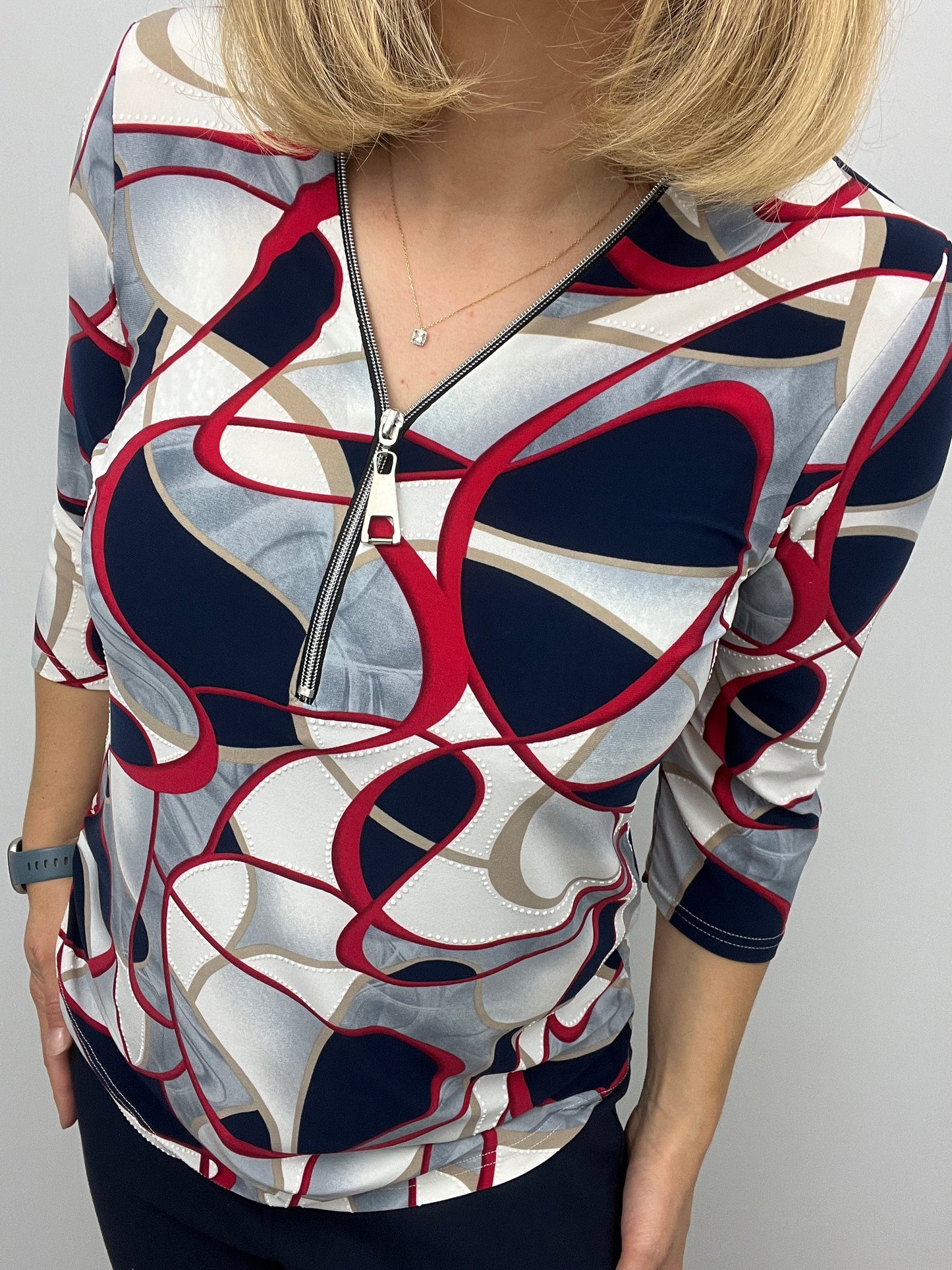 PATRICIA 3/4 sleeve zip top