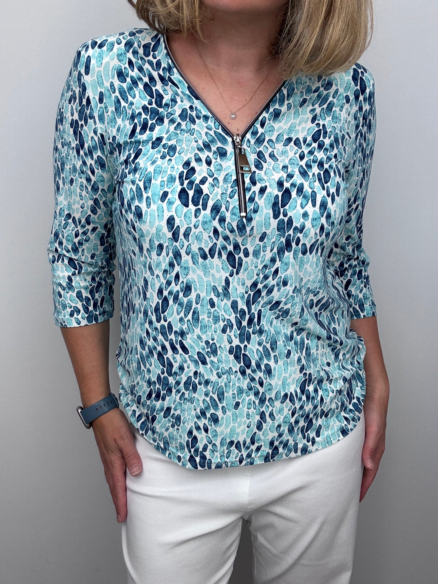 EILEEN 3/4 sleeve zip top
