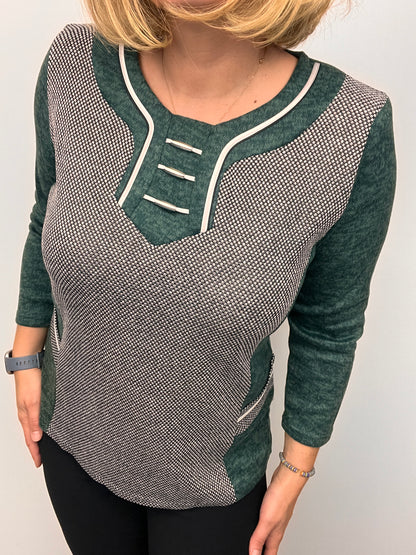 SALMA green fine knit winter top