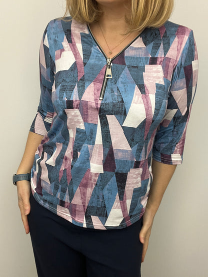 HOLLY 3/4 sleeve zip top