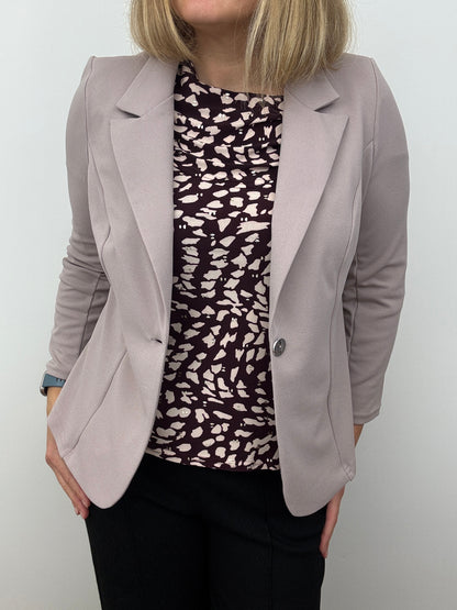 Mink pink fabric jacket with lapel collar