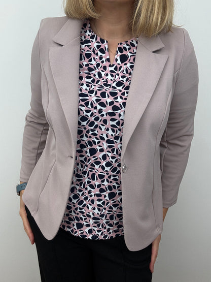 Mink pink fabric jacket with lapel collar