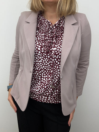 Mink pink fabric jacket with lapel collar