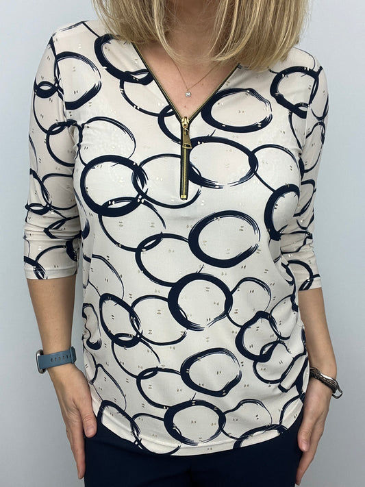 CASEY zip top 3/4 sleeve