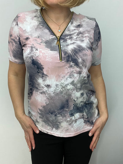 HANNAH short sleeve zip top