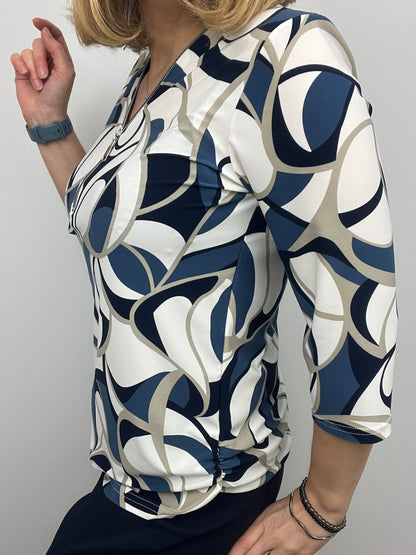 GABRIELLE 3/4 sleeve zip top