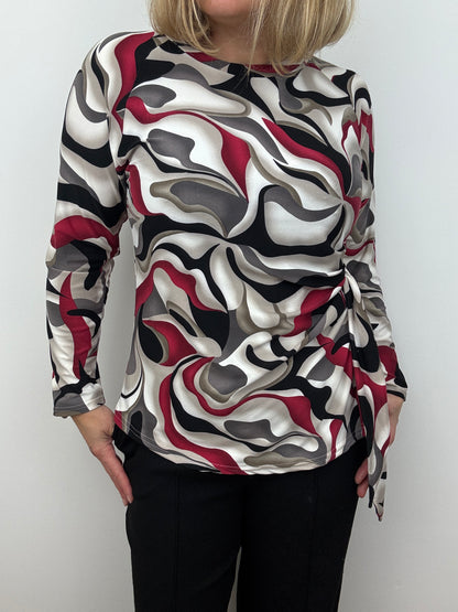 SUZANNE peachy feel long sleeve wrap-style top