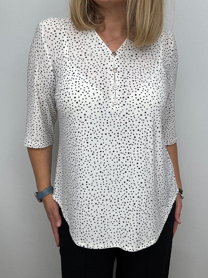 PAULA button-detail V-neck top