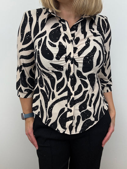 NATALIE black and stone button down blouse