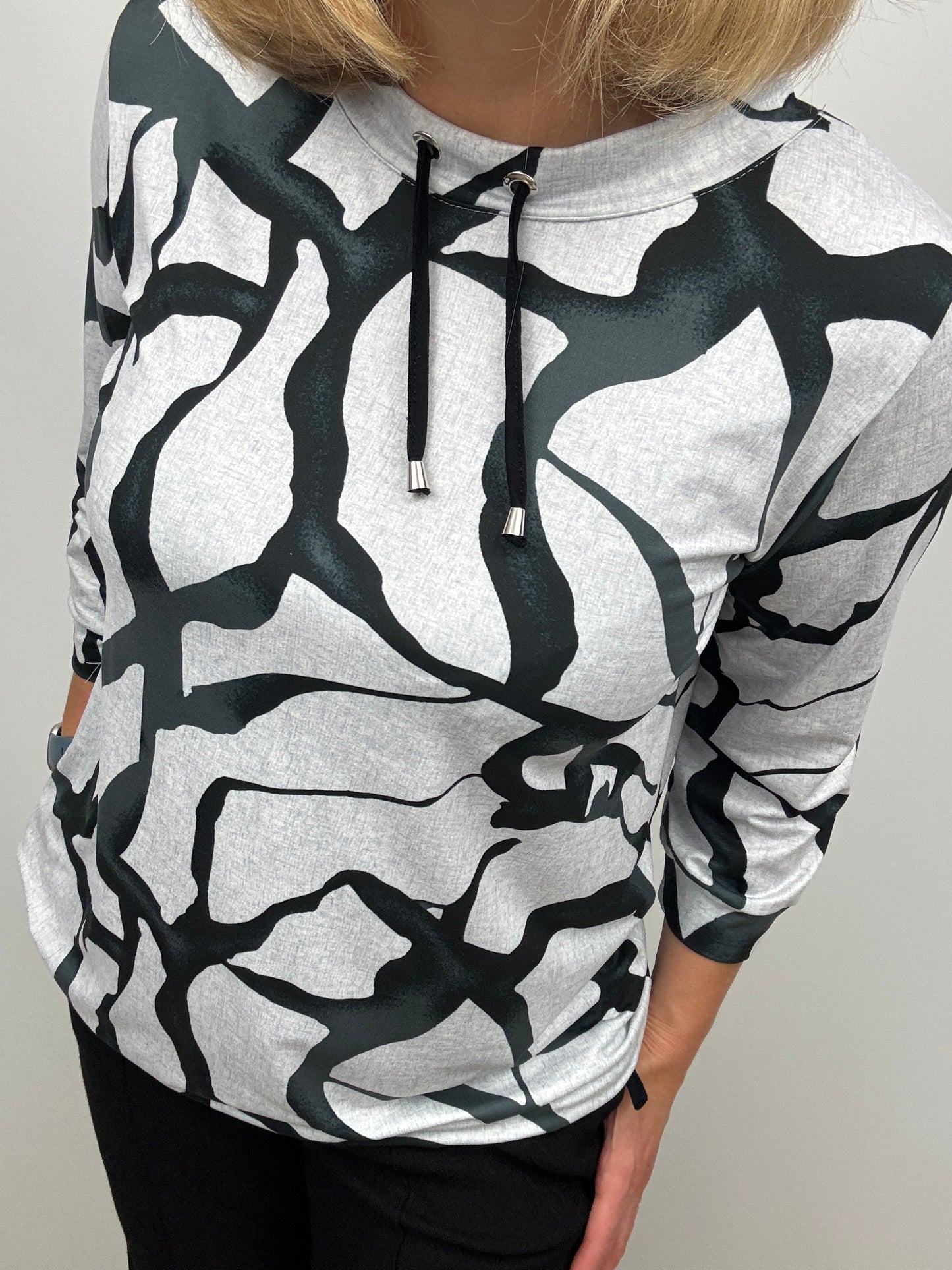 DEBRA soft brushed abstract print high-neck top