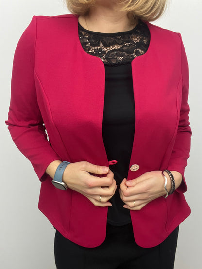 Deep Rose One-button fabric jacket