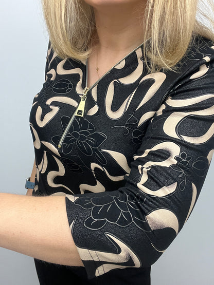 FAY 3/4 sleeve zip top