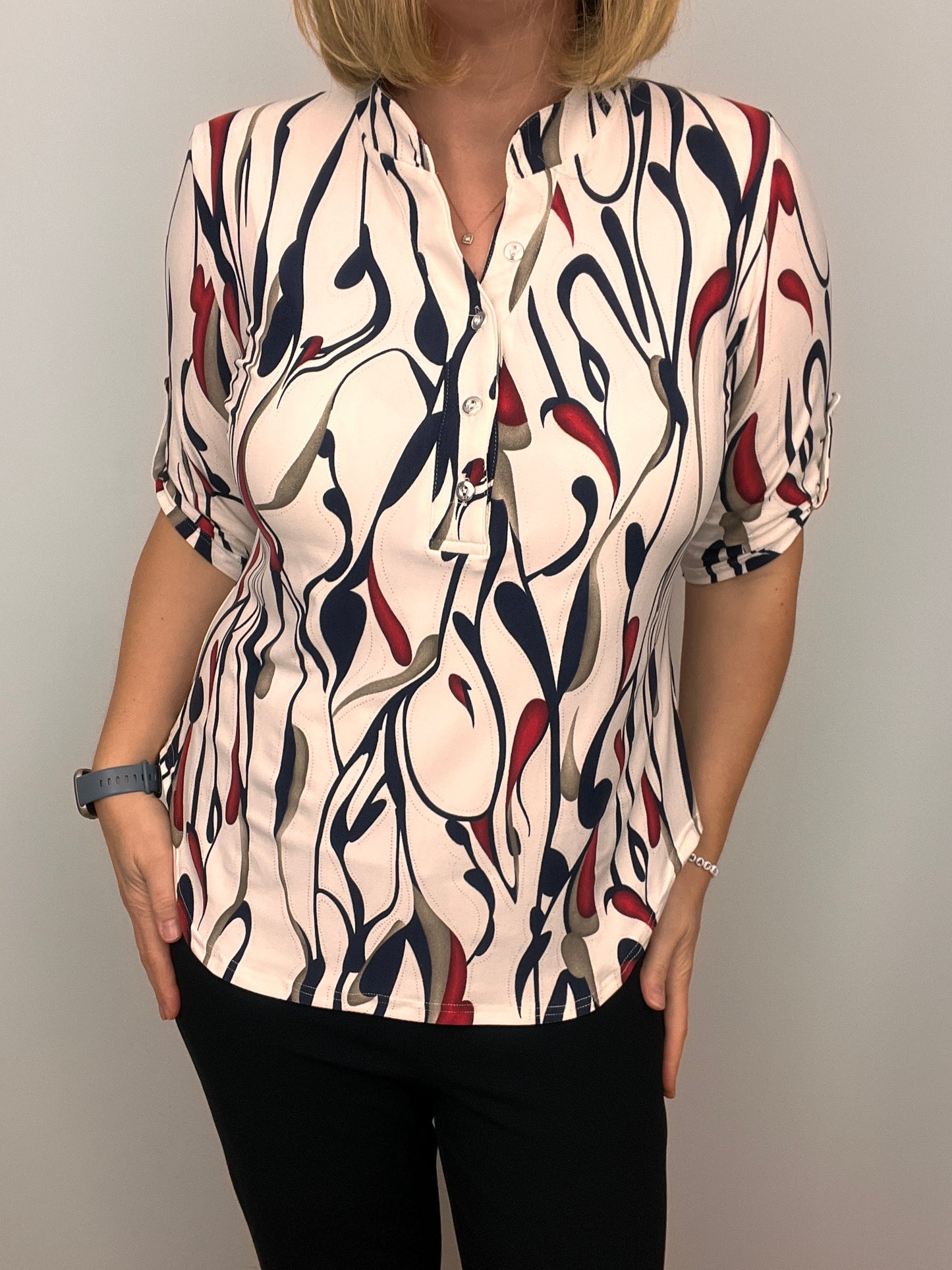 OLIVIA stand-up collar top