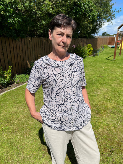 ALANA top with single frill neckline