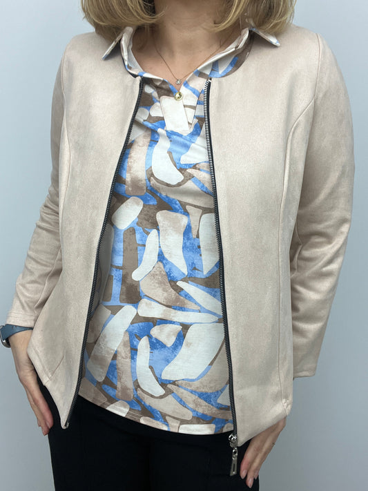 Suedette jacket beige