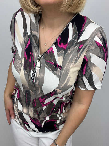 ALEXIS short sleeve zip top
