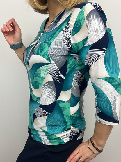 EMERALD 3/4 sleeve zip top