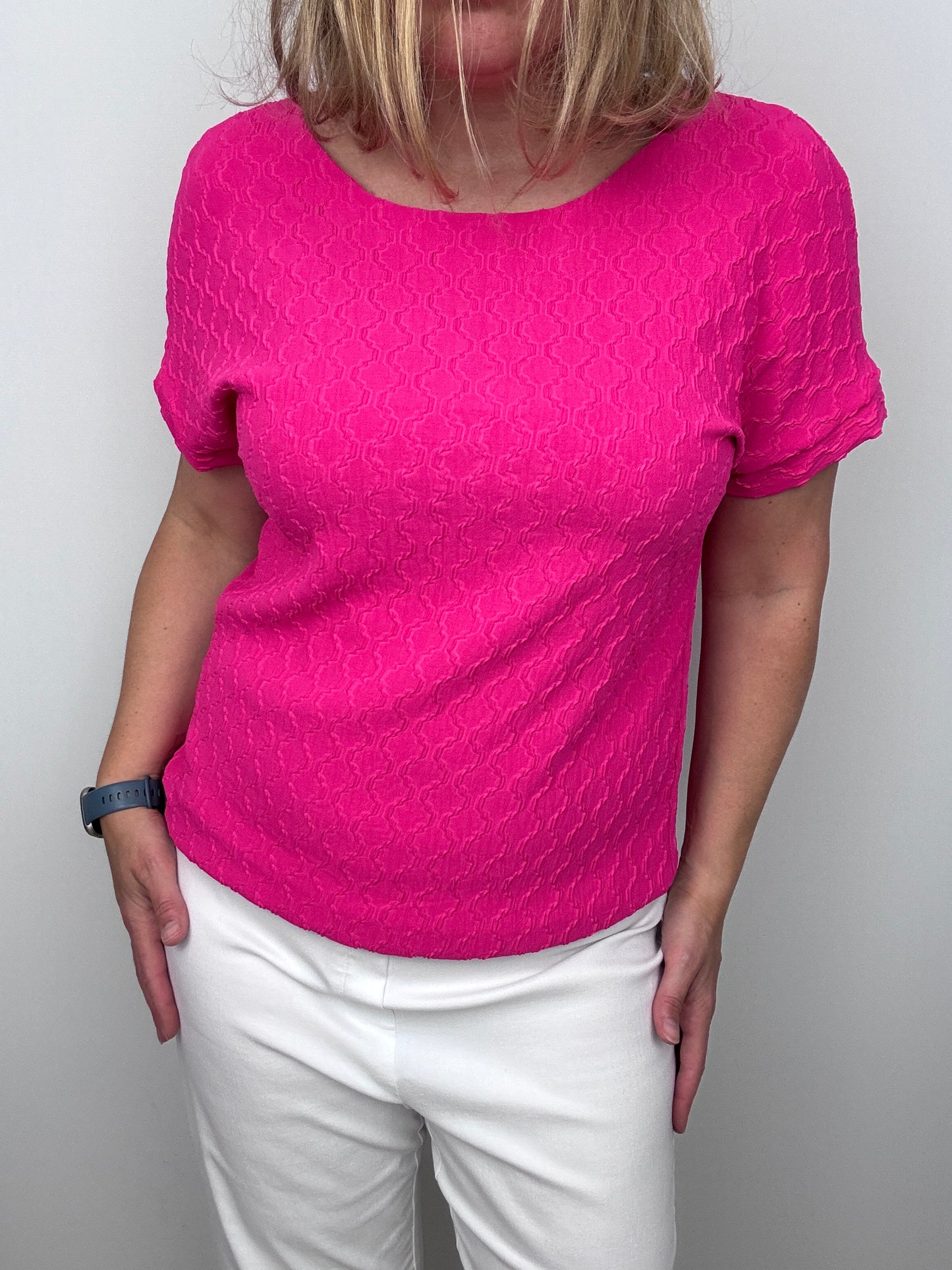 EMMA textured hot pink top