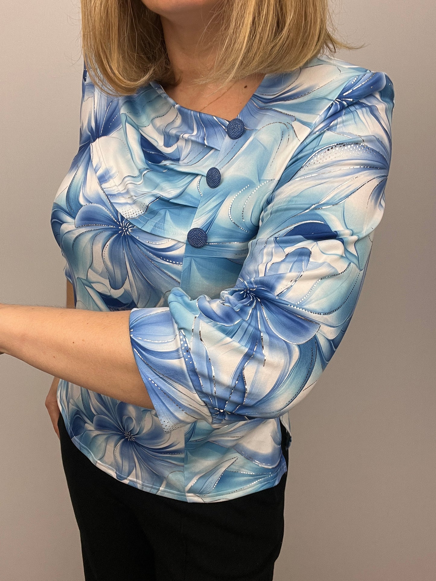 LORRAINE top with pleated neckline