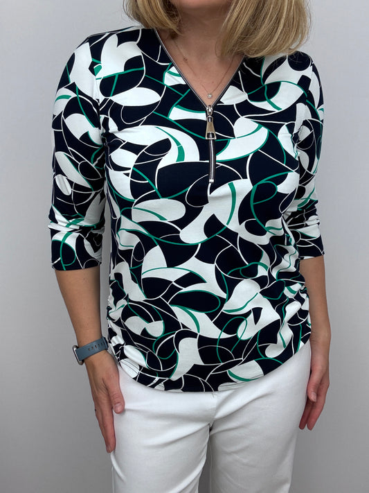 AMANDA 3/4 sleeve zip top