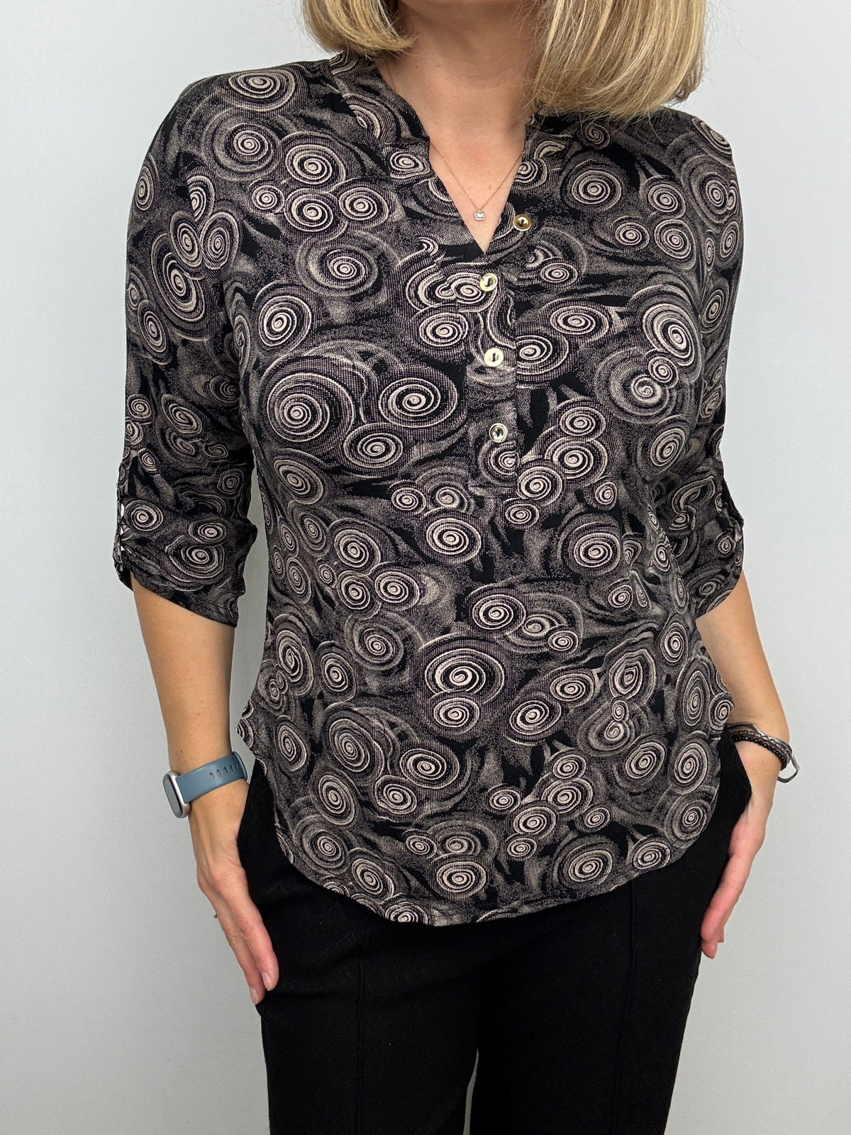 ANDREA autumn weight stand-up collar top