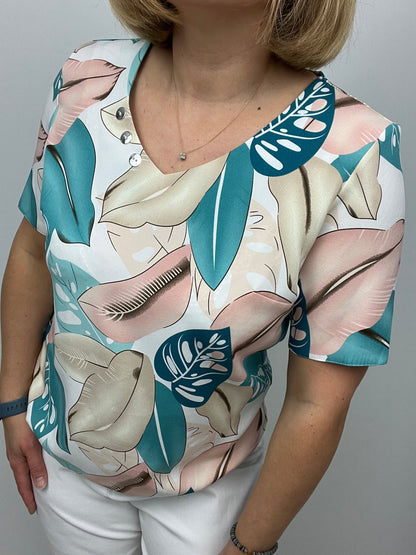 BROOKE v-neck top with elastic hem