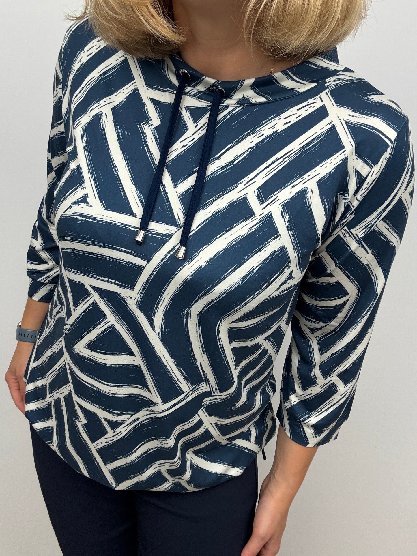 EVE soft brushed abstract print high-neck top
