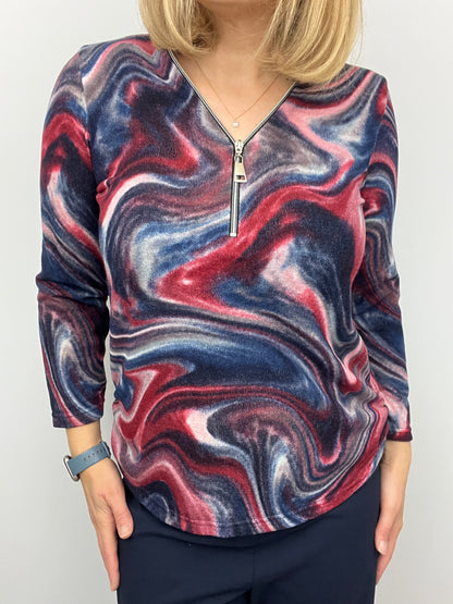 ARIA fine knit zip top