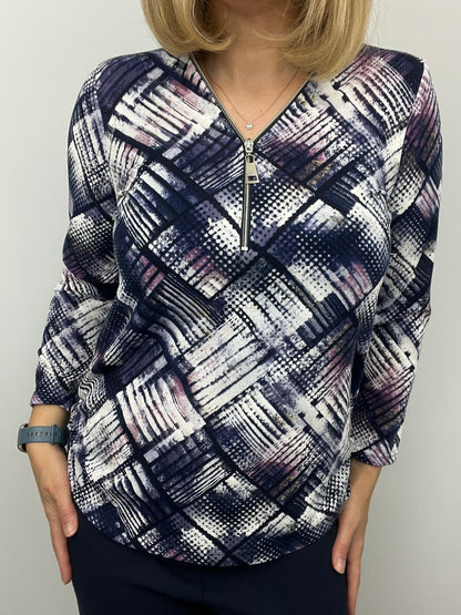 COLETTE fine knit zip top
