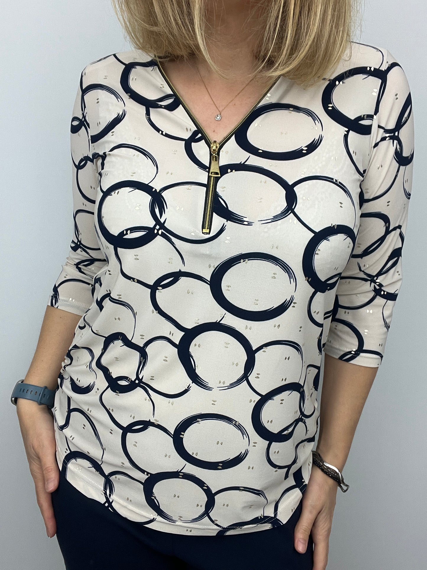 CASEY zip top 3/4 sleeve