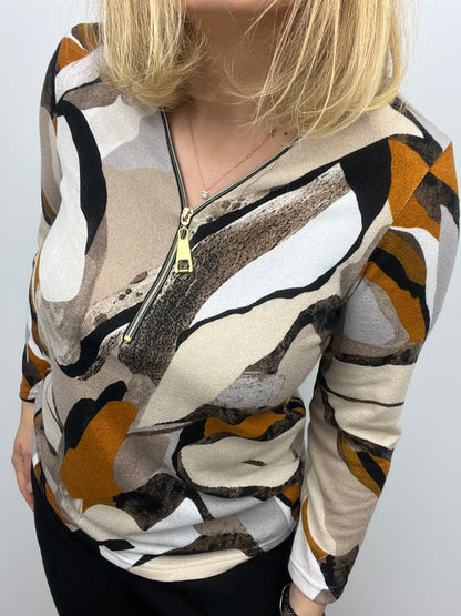 ROSALEEN fine knit zip top