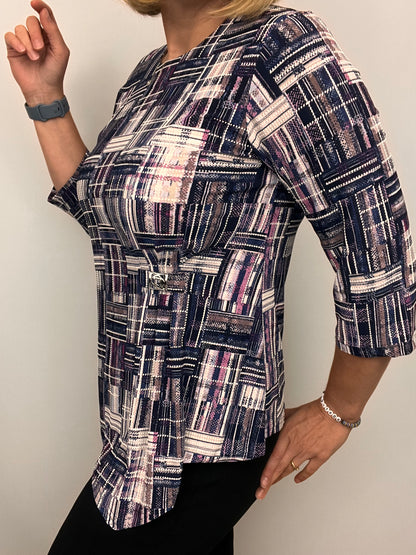 VIOLA round neck top with dipped hem