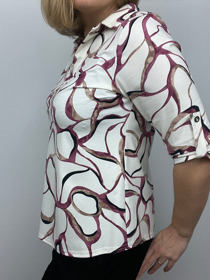 BARBARA top with collar and V-neckline