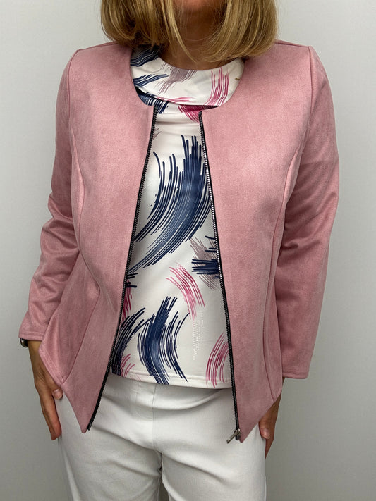 Powder pink suedette jacket