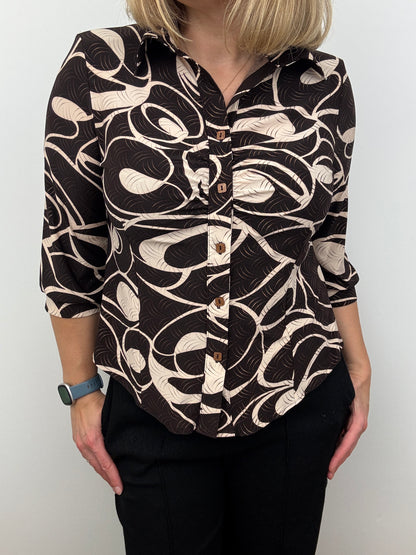 BETH brown button down blouse