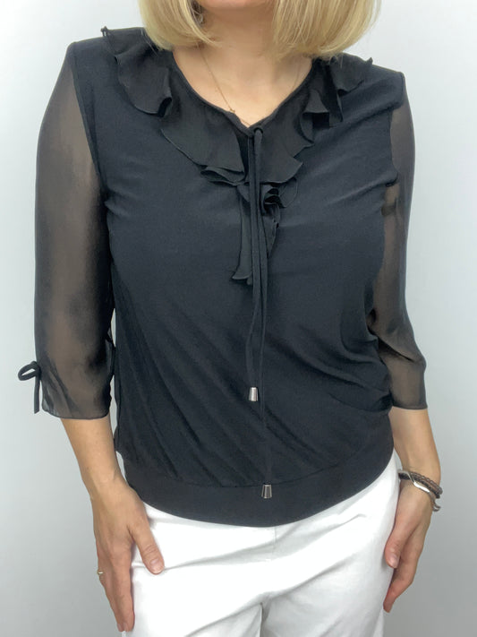Nora ruffle top black