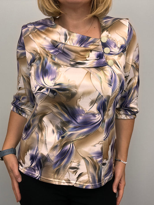 CELESTE top with pleated neckline