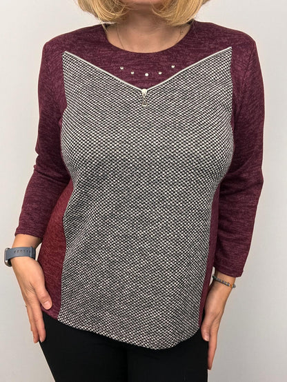 CLARA burgundy fine knit winter top